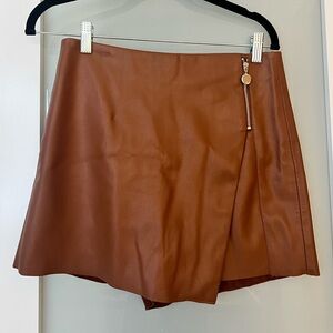 Zara Tan Faux leather Skort Size M